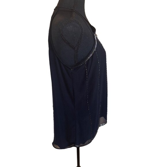 Vintage Chic & Modern Black Sequin Sleeveless Tank Top Formal Party Evening - Picture 5 of 8